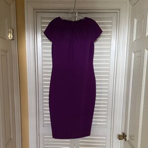 Elie Tahari Deep Purple Cap-Sleeve Sheath Dress